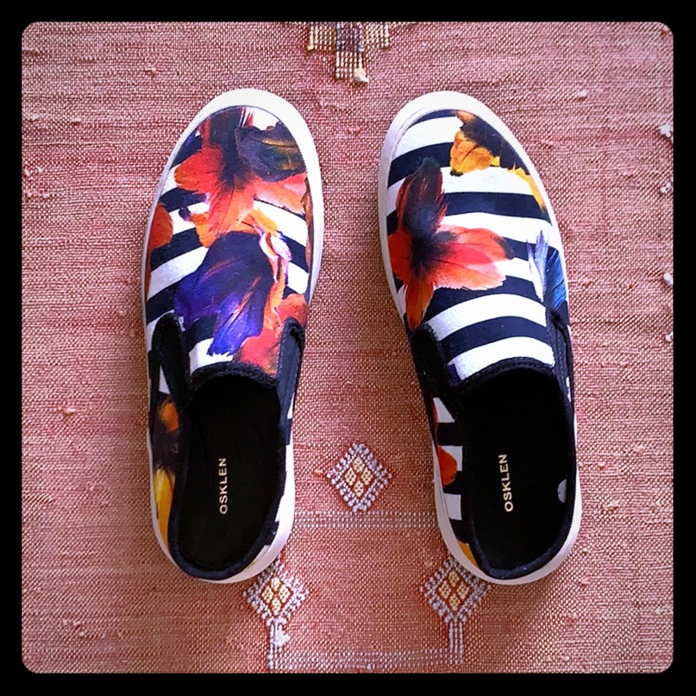 Osklen tropical striped canvas slides